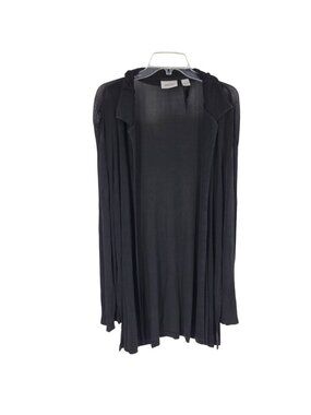 Chico's Travelers Black Open Knit Cardigan Size Large / 2 Long Sleeve Slinky